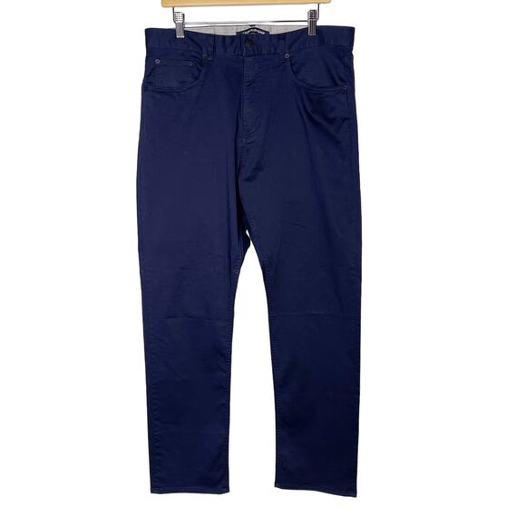 Calvin Klein Mens 34 x 32 Navy Blue Sateen Slim Fit Straight Leg Chino Pants - Picture 1 of 11
